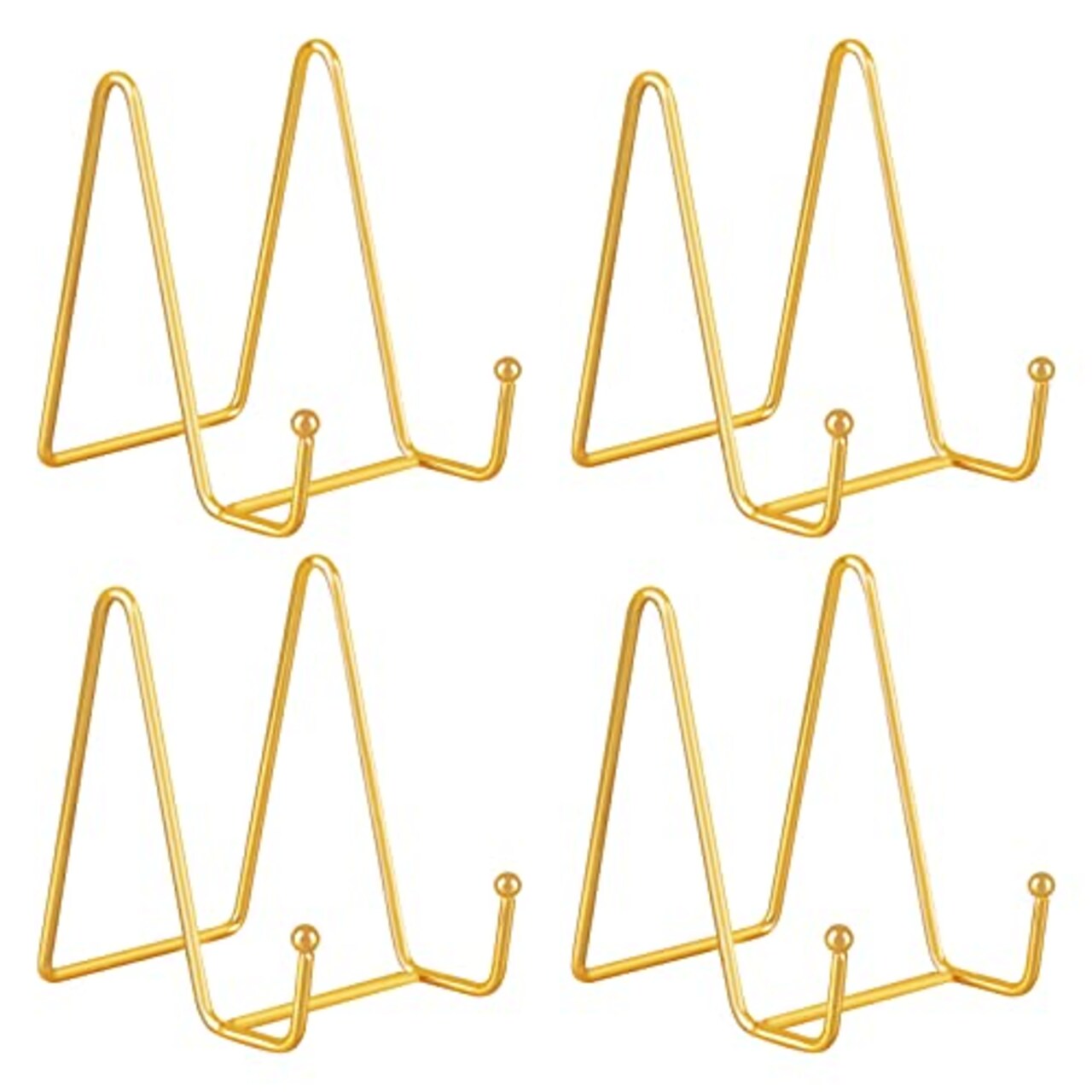 Decolore 4 Pack 4 Inch Display Stands Gold Plate Stands Metal Frame Holder Stand for Picture, Decorative Plate, Photo Easel, Artistic Work Display Stand, Picture Frames
